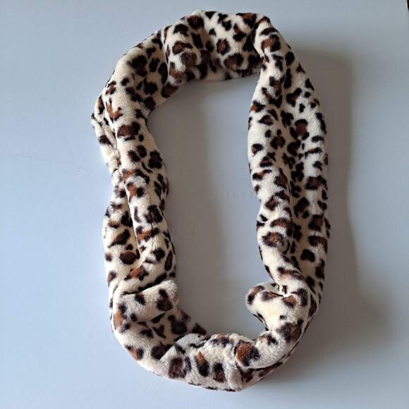 Emanuel Geraldo Tan Brown Black Double Ply Faux Fur Infinity Scarf Size 8" x 62" - Picture 6 of 12